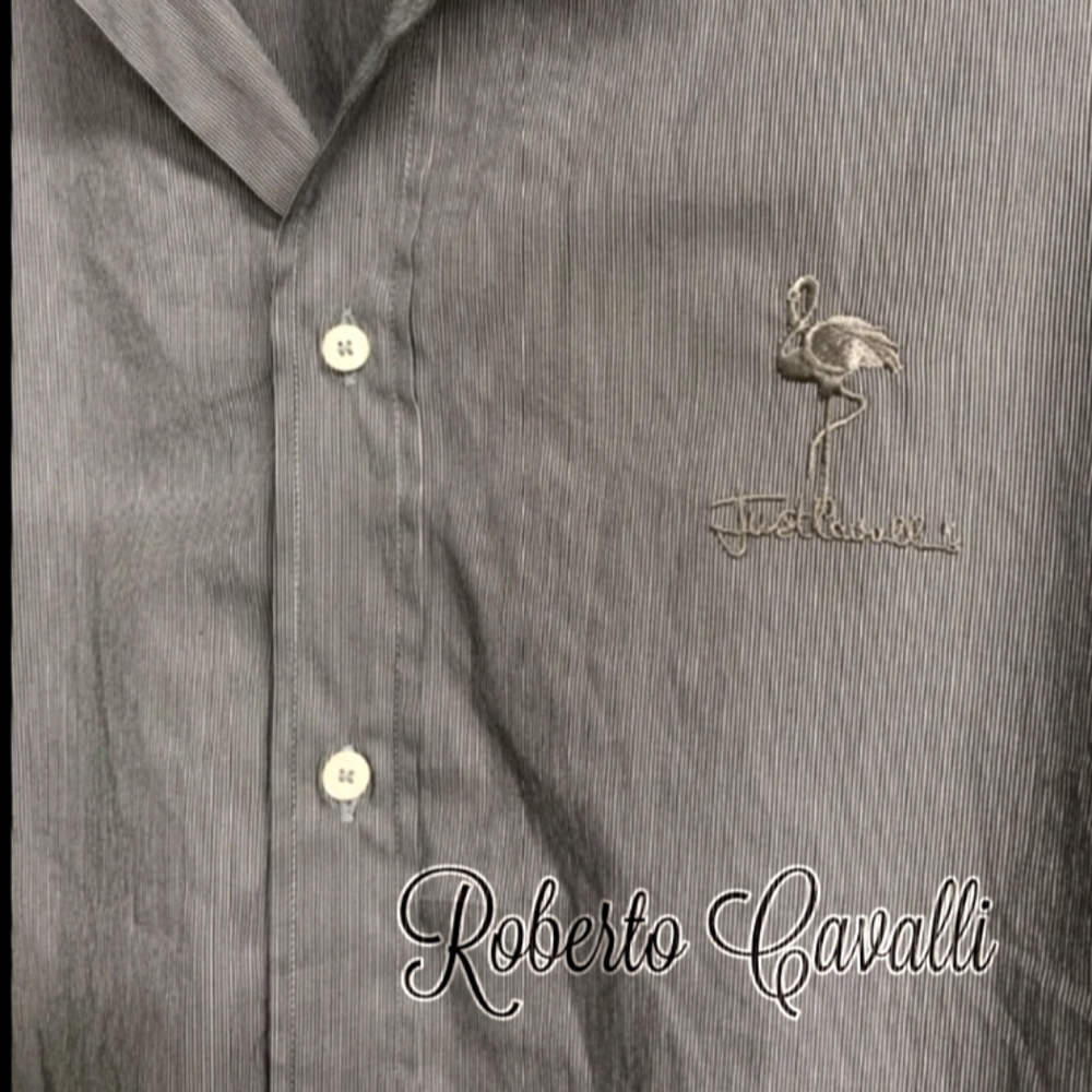 Just Cavalli grey striped shirt  42/52.
